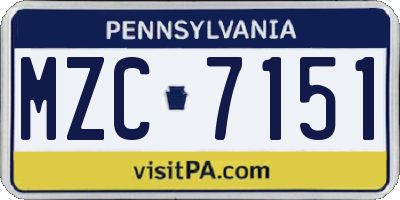 PA license plate MZC7151