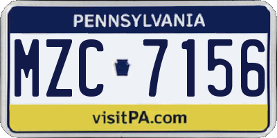 PA license plate MZC7156