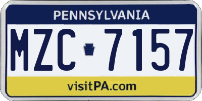 PA license plate MZC7157