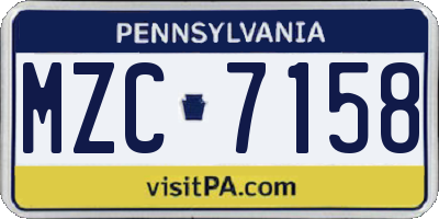 PA license plate MZC7158