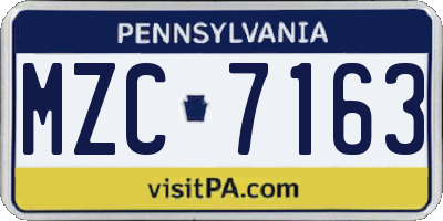 PA license plate MZC7163