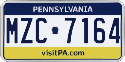 PA license plate MZC7164