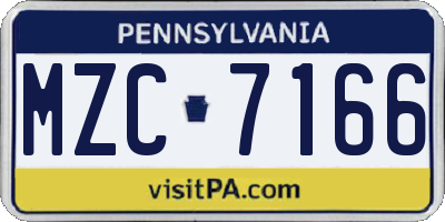 PA license plate MZC7166