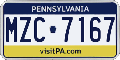 PA license plate MZC7167