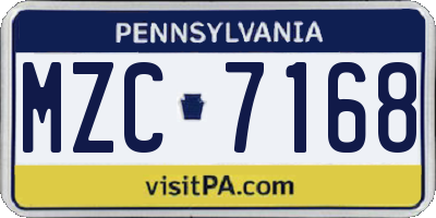 PA license plate MZC7168