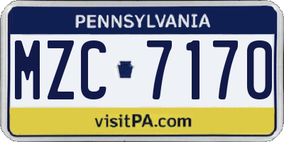 PA license plate MZC7170