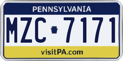 PA license plate MZC7171