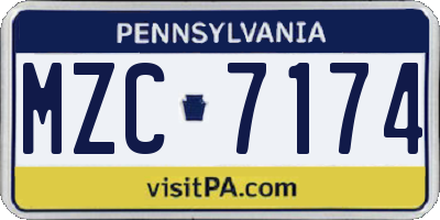 PA license plate MZC7174