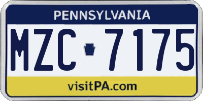 PA license plate MZC7175