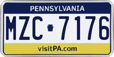 PA license plate MZC7176