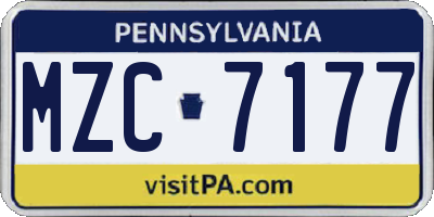 PA license plate MZC7177