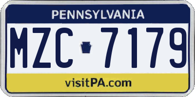 PA license plate MZC7179