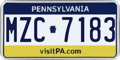 PA license plate MZC7183