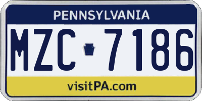 PA license plate MZC7186