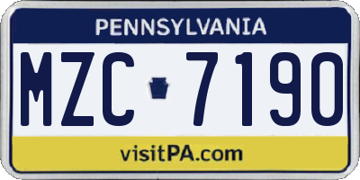 PA license plate MZC7190