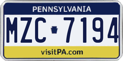 PA license plate MZC7194