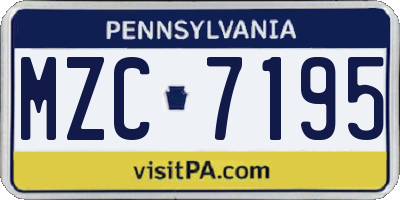 PA license plate MZC7195