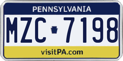 PA license plate MZC7198