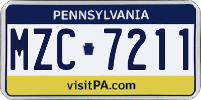 PA license plate MZC7211