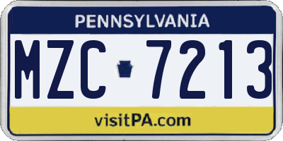 PA license plate MZC7213
