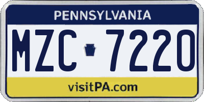 PA license plate MZC7220