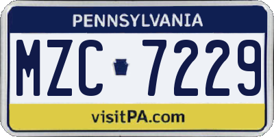 PA license plate MZC7229