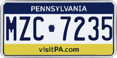 PA license plate MZC7235