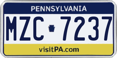 PA license plate MZC7237