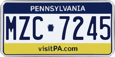 PA license plate MZC7245