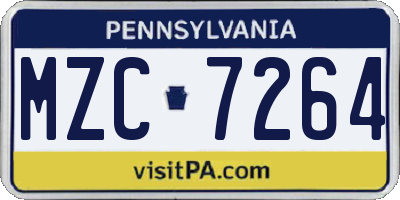 PA license plate MZC7264