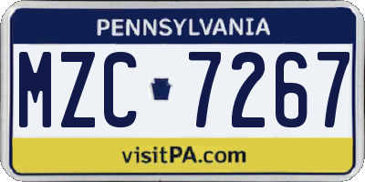 PA license plate MZC7267