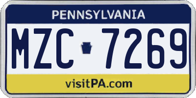 PA license plate MZC7269