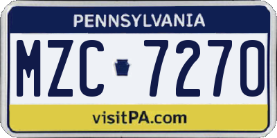 PA license plate MZC7270