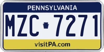 PA license plate MZC7271
