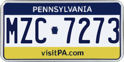 PA license plate MZC7273