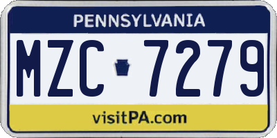 PA license plate MZC7279