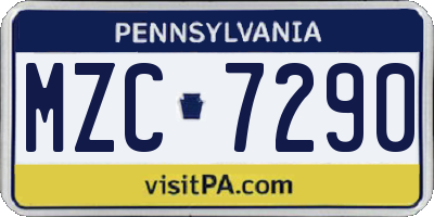 PA license plate MZC7290