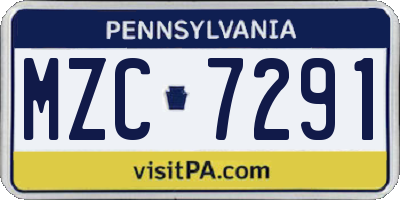 PA license plate MZC7291