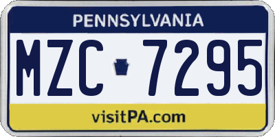 PA license plate MZC7295
