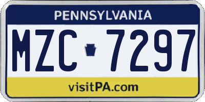 PA license plate MZC7297