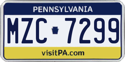 PA license plate MZC7299
