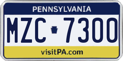 PA license plate MZC7300