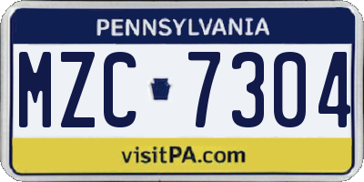 PA license plate MZC7304