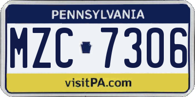 PA license plate MZC7306