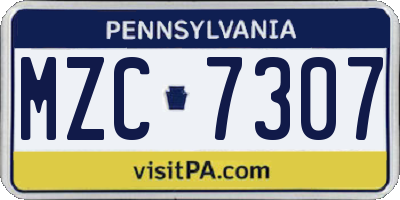 PA license plate MZC7307