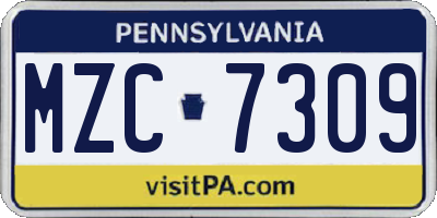PA license plate MZC7309