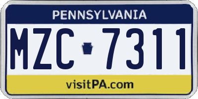 PA license plate MZC7311