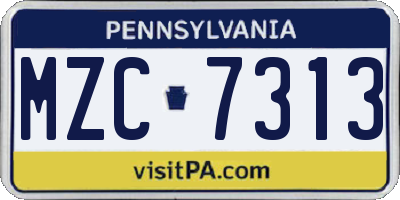 PA license plate MZC7313