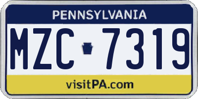 PA license plate MZC7319