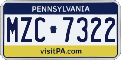 PA license plate MZC7322